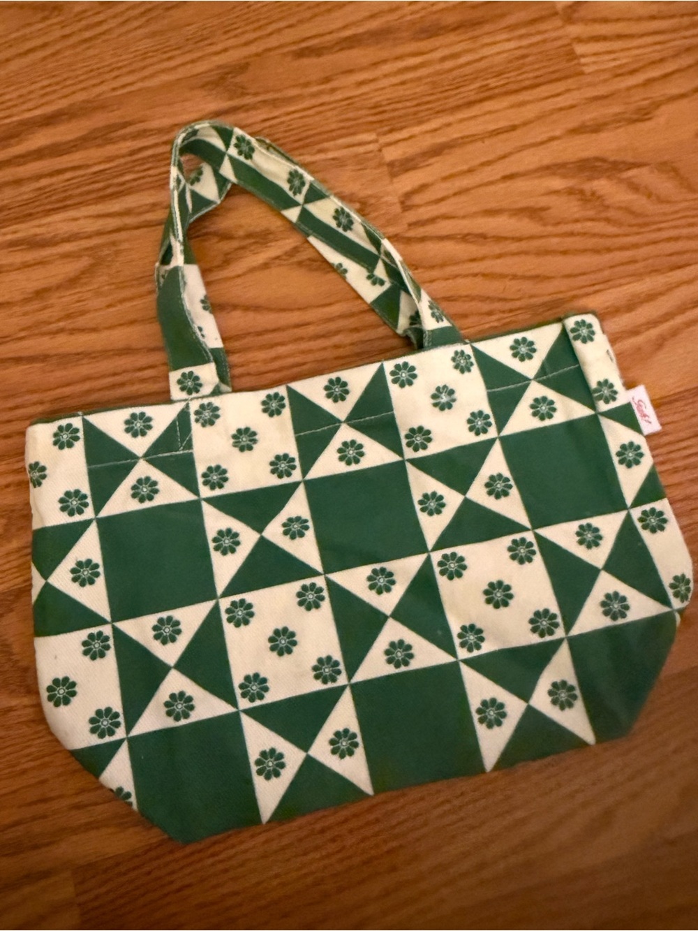 Lisa Says Gah Green & Cream Geometric Floral Tote